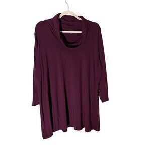 J.Jill Wearever Collection Plum Long-Sleeve Cowl Neck Tunic Size XL